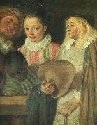 Jean-Antoine Watteau Actors from a French Theatre (Detail) oil painting